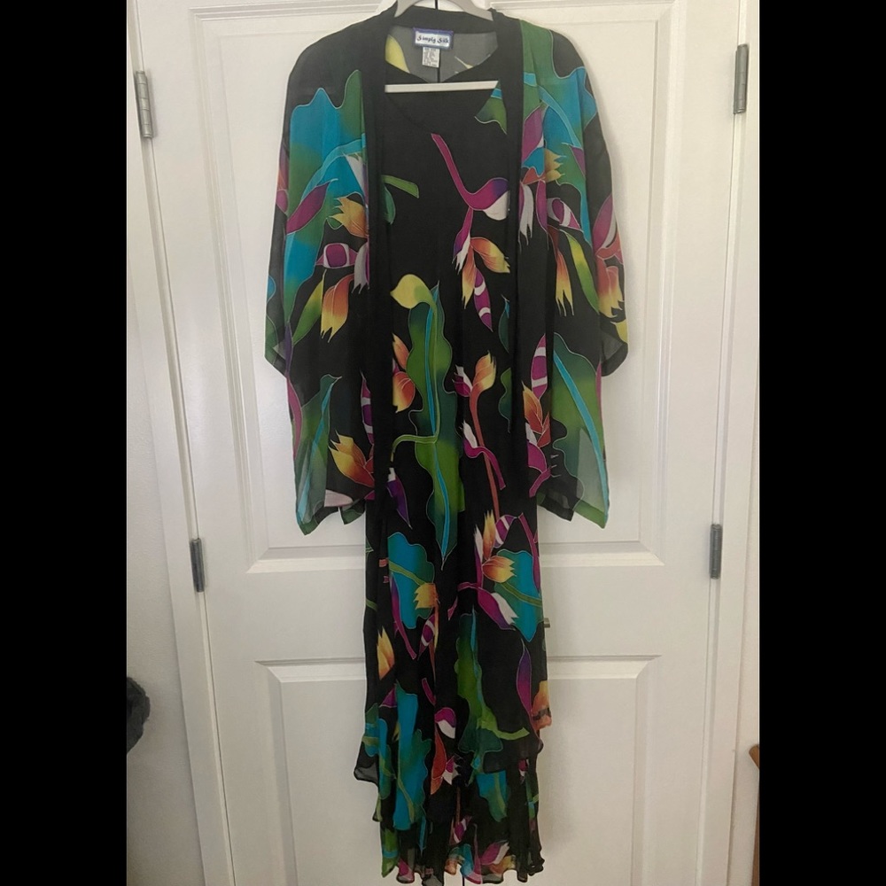 Beautiful Hawaiian silk dress/jacket onesize